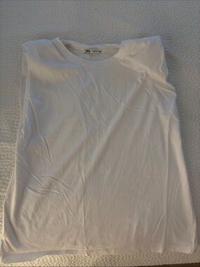 Zara Men White Crew Neck Tee - Short Sleeve